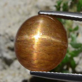 8.30 карата, натуральный Золотисто-коричневый Звездчатый Солнечный Камень, Огранка Овал, Непрозрачный