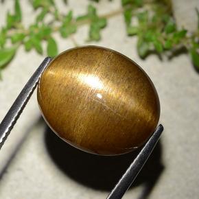 16.93 карата, натуральный Золотисто-коричневый Звездчатый Солнечный Камень, Огранка Овал, Непрозрачный