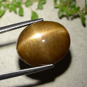 16.93 карата, натуральный Золотисто-коричневый Звездчатый Солнечный Камень, Огранка Овал, Непрозрачный