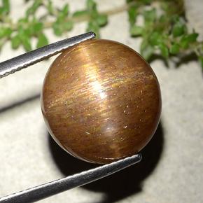 15.15 карата, натуральный Золотисто-коричневый Звездчатый Солнечный Камень, Огранка Круг, Непрозрачный