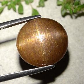 15.15 карата, натуральный Золотисто-коричневый Звездчатый Солнечный Камень, Огранка Круг, Непрозрачный