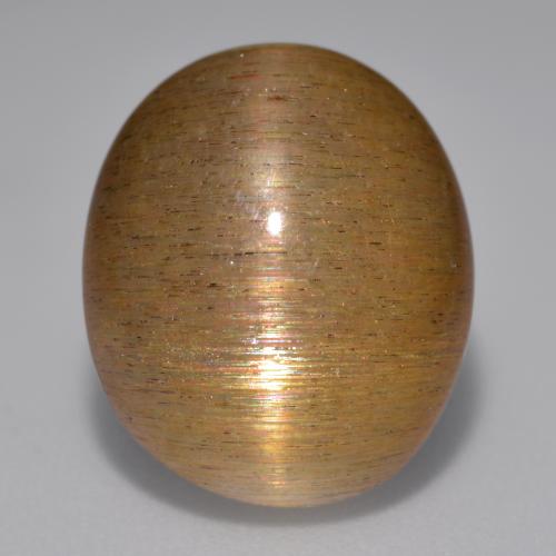 12.02 карата, натуральный Золотисто-коричневый Звездчатый Солнечный Камень, Огранка Овал, Непрозрачный