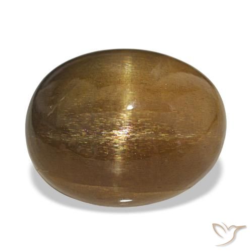 20.70ct Светло-коричневый Звездчатый Солнечный Камень, Овал, Непрозрачный