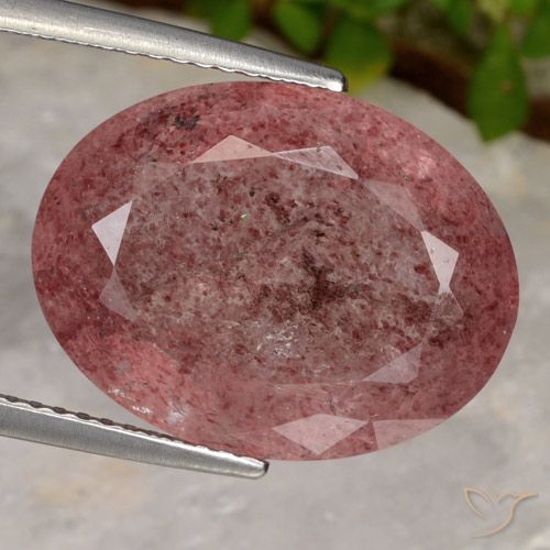 11.86ct Натуральный Темно-розовый Клубничный кварц, Овал, Полупрозрачный