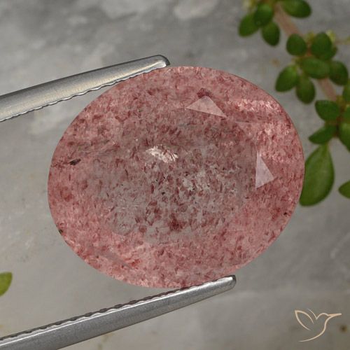8.89ct Натуральный Пурпурно-красный Клубничный кварц, Овал, Полупрозрачный