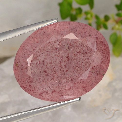 13.81ct Натуральный Темно-красный Клубничный кварц, Овал, Полупрозрачный