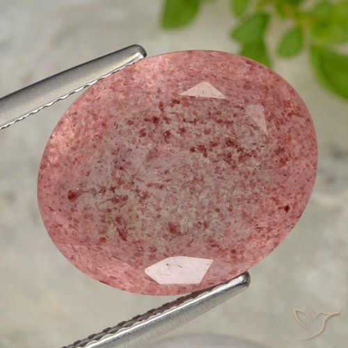 10.28ct Натуральный Оранжево-розовый Клубничный кварц, Овал, Полупрозрачный