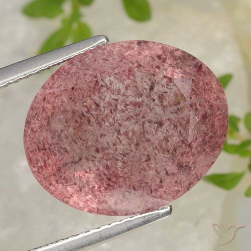 11.41ct Натуральный Средний розовый Клубничный кварц, Овал, Полупрозрачный
