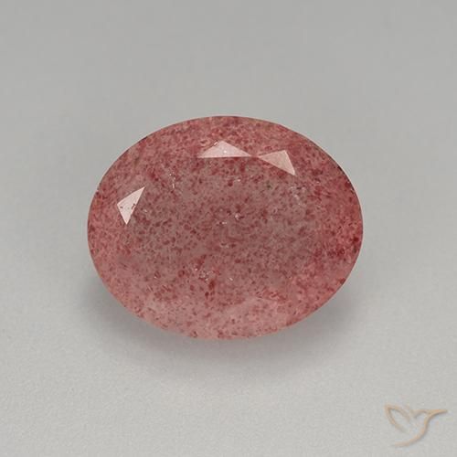 7.64ct Натуральный Насыщенный розовый Клубничный кварц, Овал, Полупрозрачный