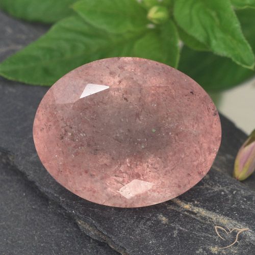8.69ct Натуральный Средний розовый Клубничный кварц, Овал, Полупрозрачный