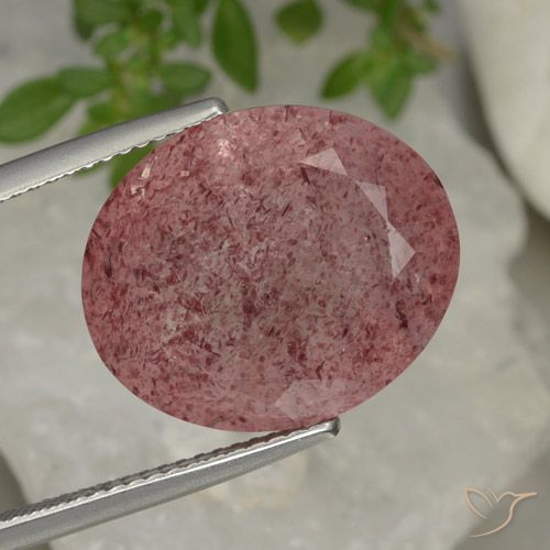 13.88ct Натуральный Оттенки розового Клубничный кварц, Овал, Полупрозрачный