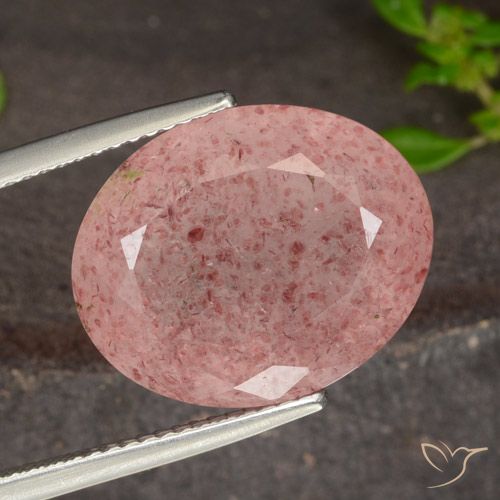 13.48ct Натуральный Оранжево-розовый Клубничный кварц, Овал, Полупрозрачный