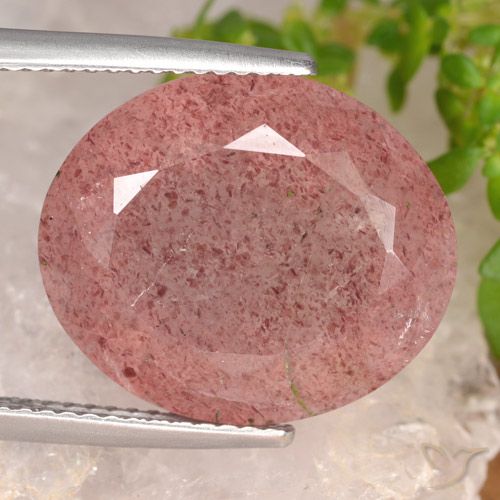 14.58ct Натуральный Оранжево-розовый Клубничный кварц, Овал, Полупрозрачный