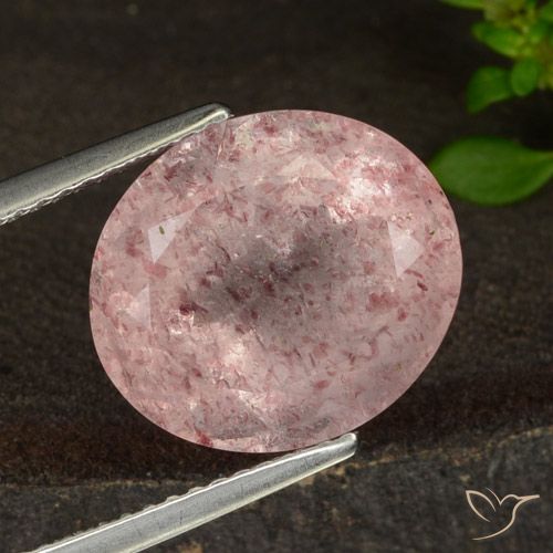 7.37ct Натуральный Светло-розовый Клубничный кварц, Овал, Полупрозрачный