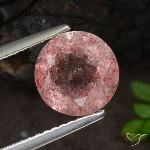 2.07ct Натуральный Оттенки розового Клубничный кварц, Круглый, Полупрозрачный