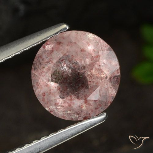 1.84ct Натуральный Светло-розовый Клубничный кварц, Круглый, Полупрозрачный