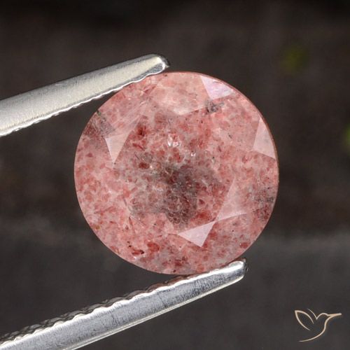 1.94ct Натуральный Средний розовый Клубничный кварц, Круглый, Полупрозрачный