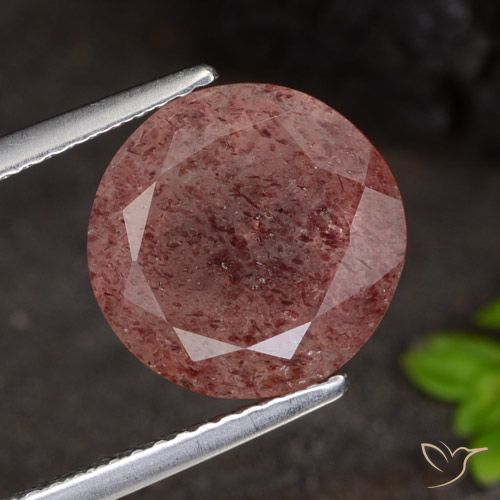 4.67ct Натуральный Глубокий розовый розовый Клубничный кварц, Круглый, Полупрозрачный
