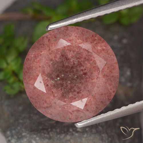 4.73ct Натуральный Глубокий розовый розовый Клубничный кварц, Круглый, Полупрозрачный