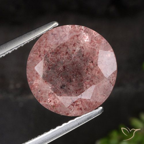 4.28ct Натуральный Темно-розовый Клубничный кварц, Круглый, Полупрозрачный