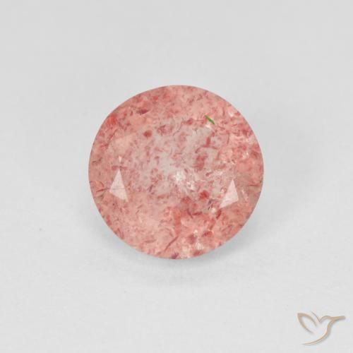 1.87ct Натуральный Светло-розовый разных оттенков Клубничный кварц, Круглый, Полупрозрачный