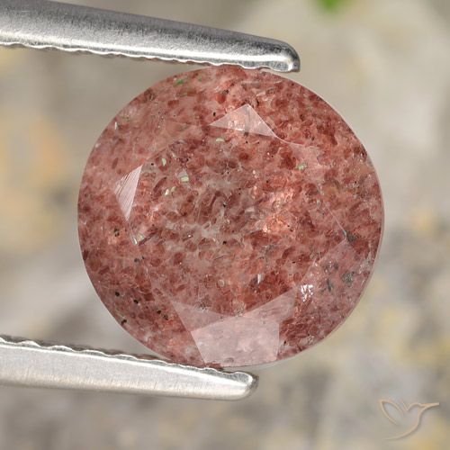 1.76ct Натуральный Средний розовый Клубничный кварц, Круглый, Полупрозрачный