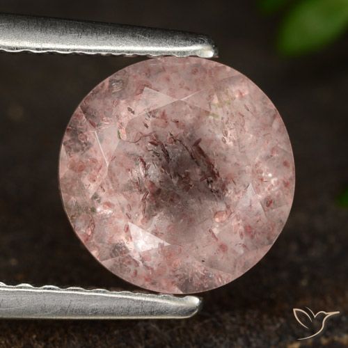 1.97ct Натуральный Землисто-розовый Клубничный кварц, Круглый, Полупрозрачный