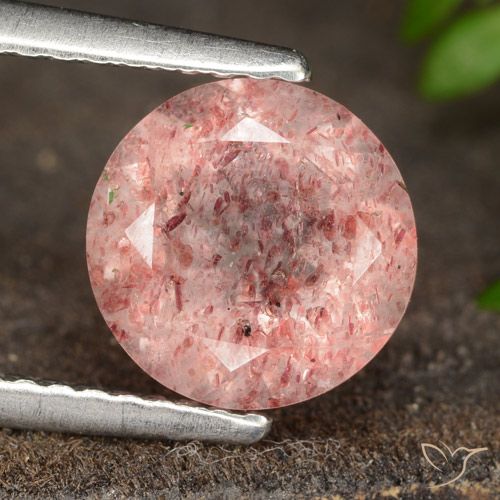 1.84ct Натуральный Божья коровка красный Клубничный кварц, Круглый, Полупрозрачный