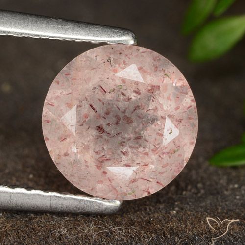 1.80ct Натуральный Светло-розовый Клубничный кварц, Круглый, Полупрозрачный