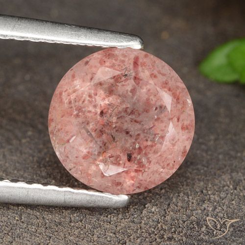 1.70ct Натуральный Средний розовый Клубничный кварц, Круглый, Полупрозрачный