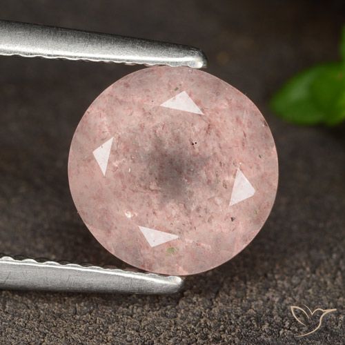 1.93ct Натуральный Фламинго Розовый Клубничный кварц, Круглый, Полупрозрачный