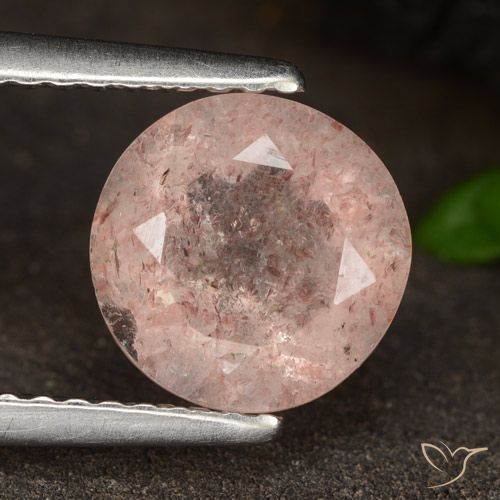 1.78ct Натуральный Светло-розовый Клубничный кварц, Круглый, Полупрозрачный
