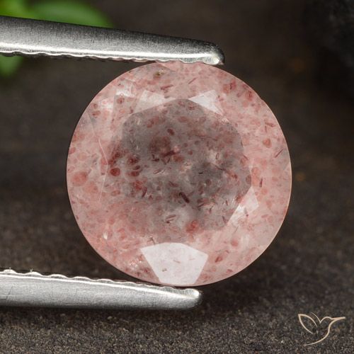 1.78ct Натуральный Землисто-розовый Клубничный кварц, Круглый, Полупрозрачный