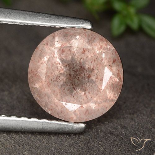 1.72ct Натуральный Средне-светло-розовый Клубничный кварц, Круглый, Полупрозрачный