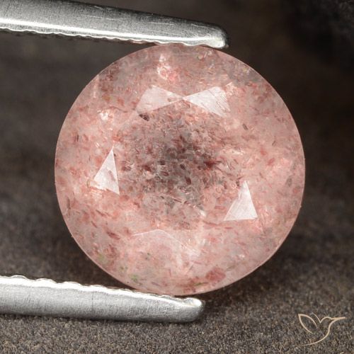 1.88ct Натуральный Фламинго Розовый Клубничный кварц, Круглый, Полупрозрачный