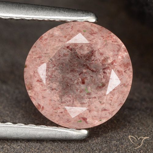 1.98ct Натуральный Землисто-розовый Клубничный кварц, Круглый, Полупрозрачный