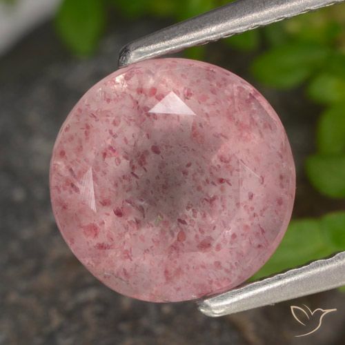 1.90ct Натуральный Средне-светло-розовый Клубничный кварц, Круглый, Полупрозрачный