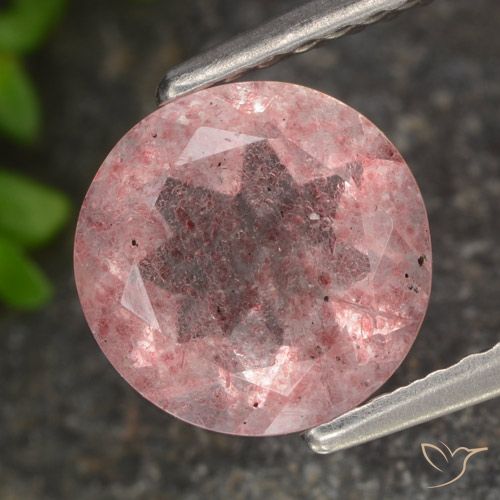 1.66ct Натуральный Светло-розовый Клубничный кварц, Круглый, Полупрозрачный