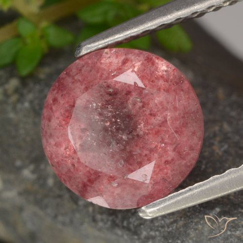 1.80ct Натуральный Глубокий розовый розовый Клубничный кварц, Круглый, Полупрозрачный
