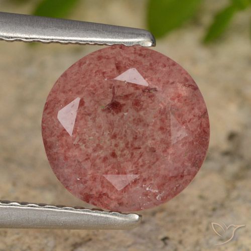 1.81ct Натуральный Оттенки розового Клубничный кварц, Круглый, Полупрозрачный