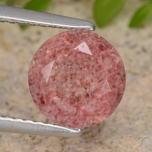 1.76ct Натуральный Средний розовый Клубничный кварц, Круглый, Полупрозрачный