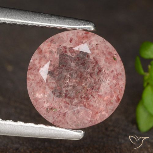 1.69ct Натуральный Светло-розовый разных оттенков Клубничный кварц, Круглый, Полупрозрачный