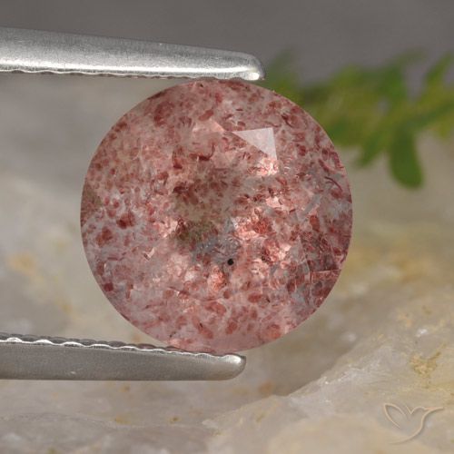 1.88ct Натуральный Оттенки розового Клубничный кварц, Круглый, Полупрозрачный
