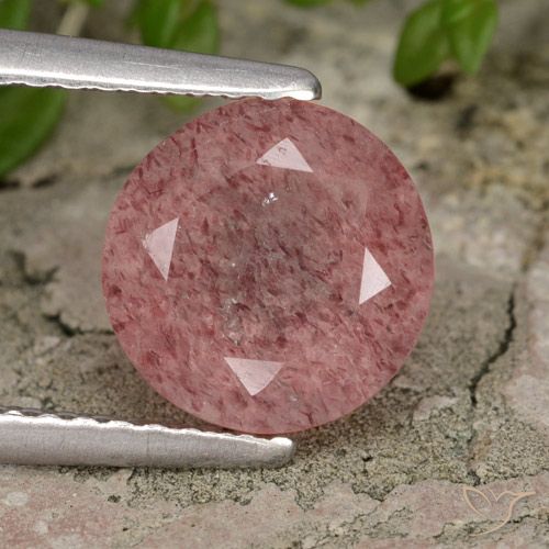 1.89ct Натуральный Средний розовый Клубничный кварц, Круглый, Полупрозрачный