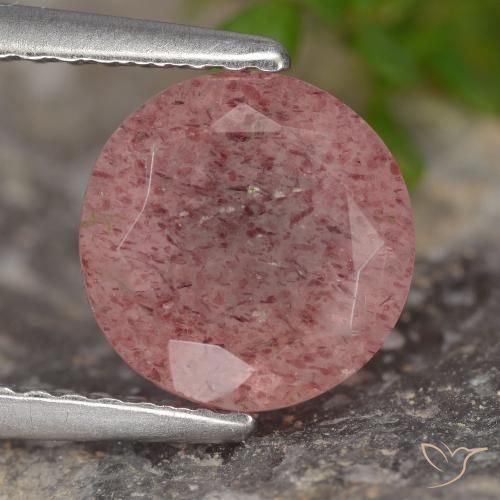 1.75ct Натуральный Розовый тон Клубничный кварц, Круглый, Полупрозрачный