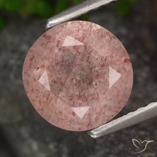 1.83ct Натуральный Темно-розовый Клубничный кварц, Круглый, Полупрозрачный
