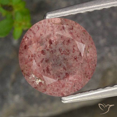 1.78ct Натуральный Оттенки розового Клубничный кварц, Круглый, Полупрозрачный