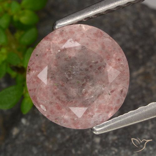1.62ct Натуральный Светло-розовая жевательная резинка Клубничный кварц, Круглый, Прозрачный