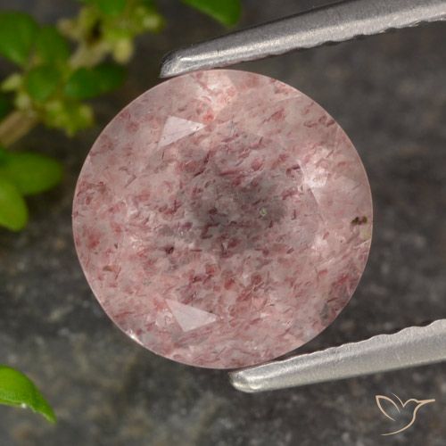 1.90ct Натуральный Светло-розовый Клубничный кварц, Круглый, Полупрозрачный