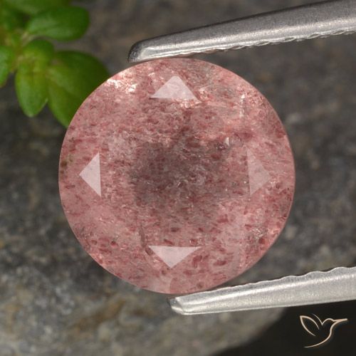 1.88ct Натуральный Средний розовый Клубничный кварц, Круглый, Полупрозрачный